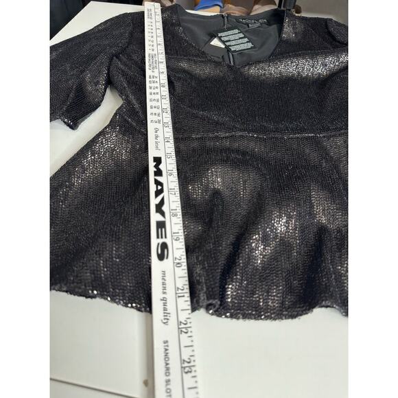 Rachel Zoe Top Sequin Peplum Short Flutter Sleeve Black Size 0 NEW - Picture 10 of 10